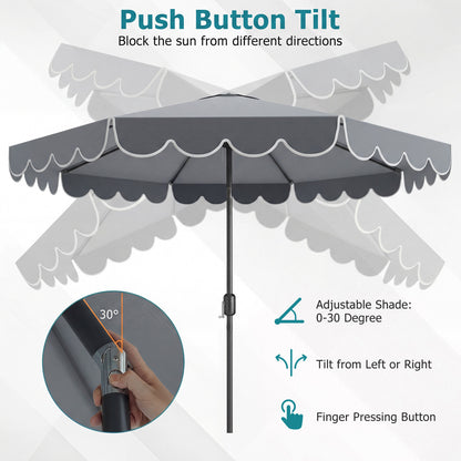 10 FT Patio Umbrella with Push Button Tilt and Crank-Gray