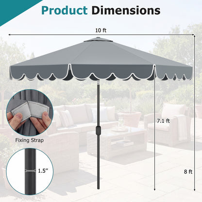 10 FT Patio Umbrella with Push Button Tilt and Crank-Gray