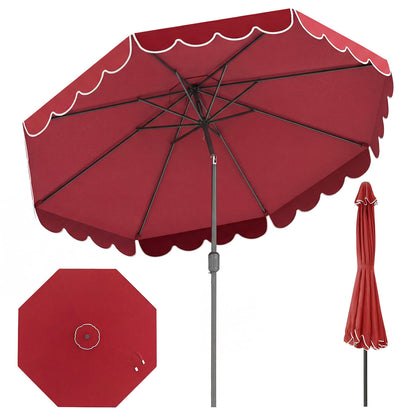 10 FT Patio Umbrella with Push Button Tilt and Crank-Red