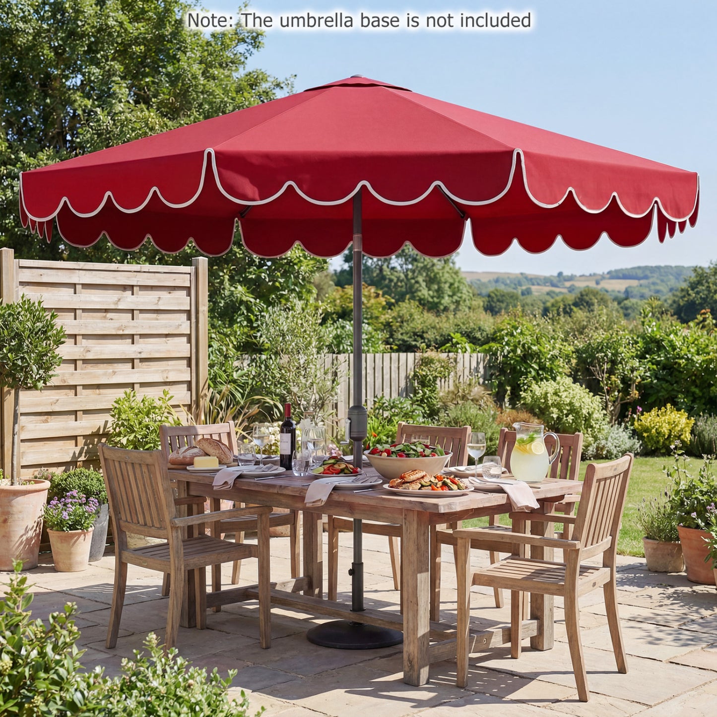 10 FT Patio Umbrella with Push Button Tilt and Crank-Red