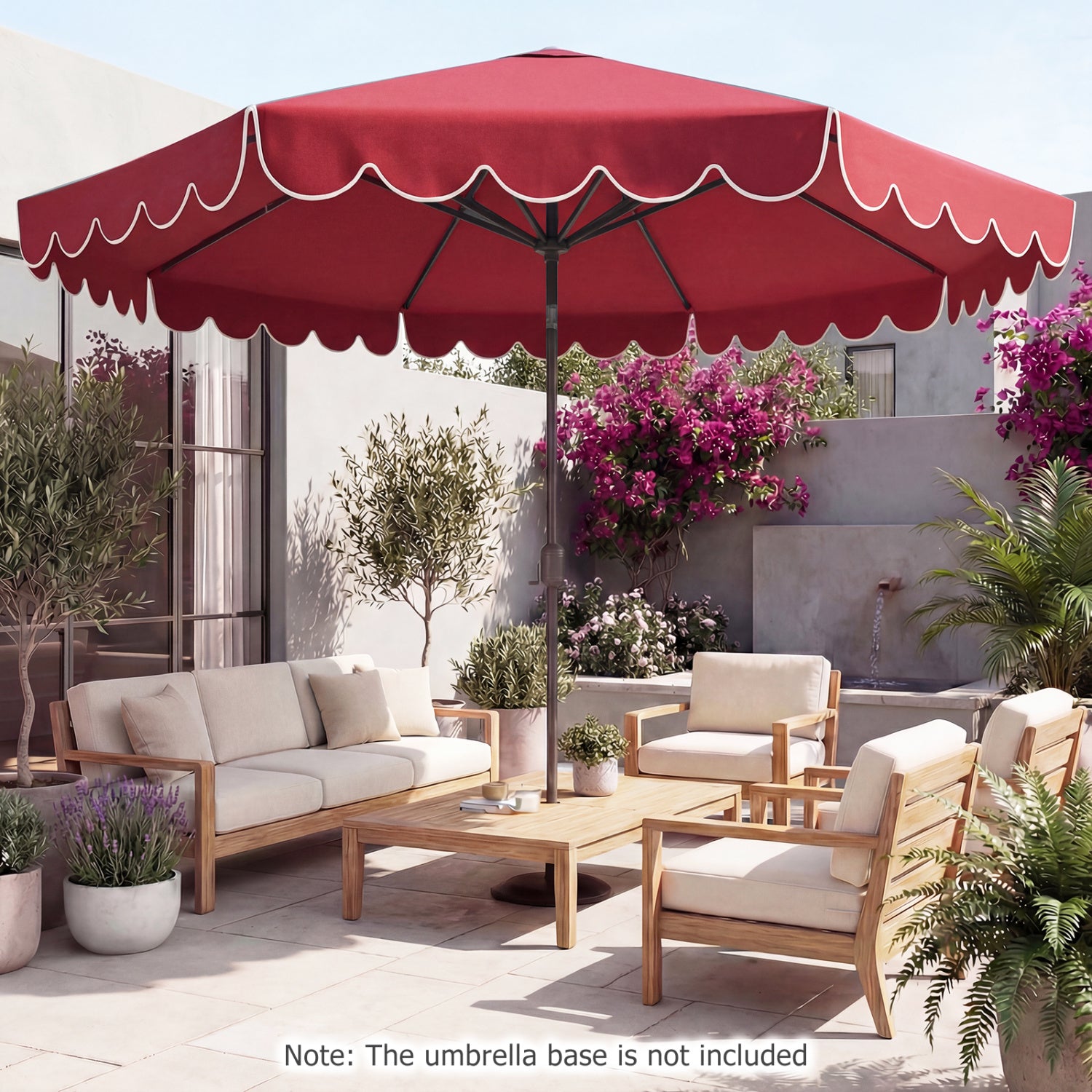 10 FT Patio Umbrella with Push Button Tilt and Crank-Red