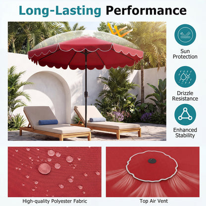 10 FT Patio Umbrella with Push Button Tilt and Crank-Red