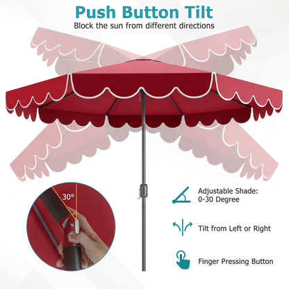 10 FT Patio Umbrella with Push Button Tilt and Crank-Red