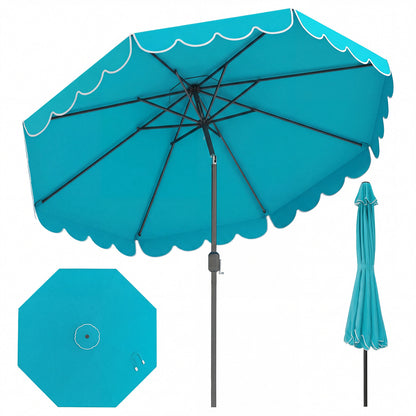 10 FT Patio Umbrella with Push Button Tilt and Crank-Turquoise