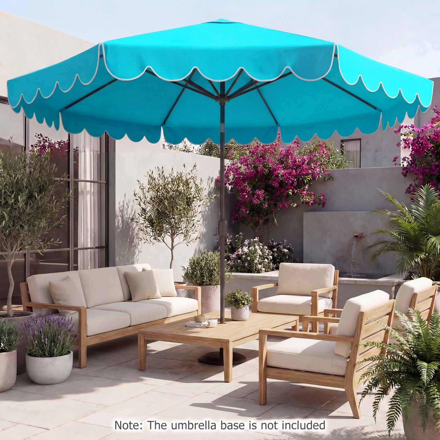 10 FT Patio Umbrella with Push Button Tilt and Crank-Turquoise
