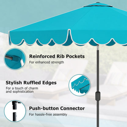 10 FT Patio Umbrella with Push Button Tilt and Crank-Turquoise