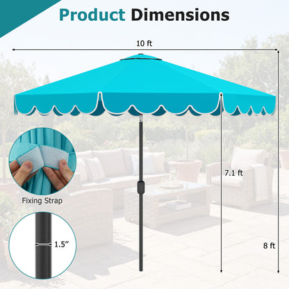 10 FT Patio Umbrella with Push Button Tilt and Crank-Turquoise