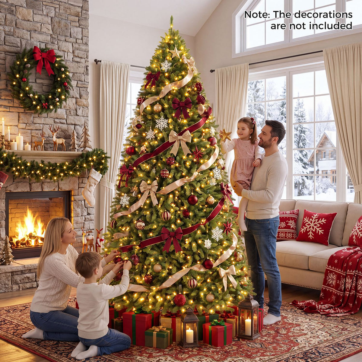 10 FT Pre-Lit Artificial Christmas Tree with 1100 Warm White LED Lights