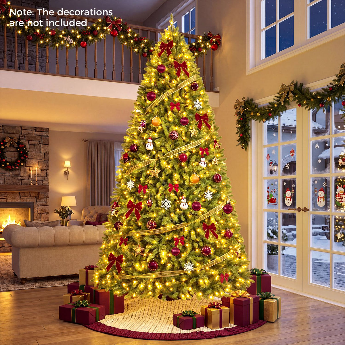 10 FT Pre-Lit Artificial Christmas Tree with 1100 Warm White LED Lights