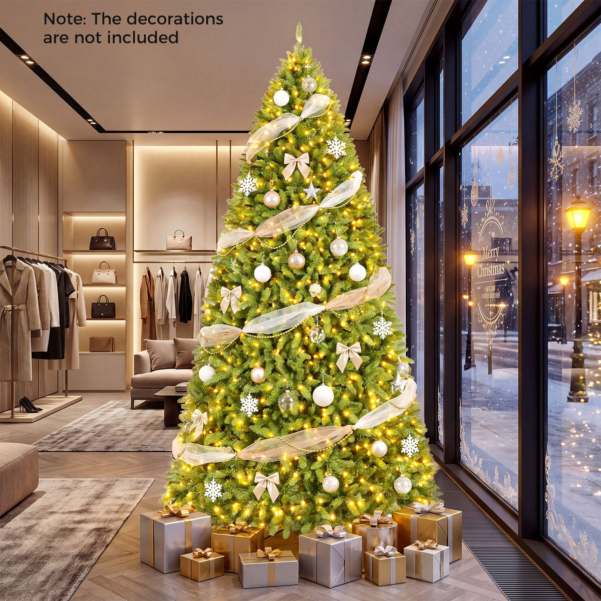 10 FT Pre-Lit Artificial Christmas Tree with 1100 Warm White LED Lights