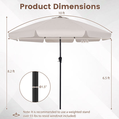 10 FT Scalloped Patio Umbrella with Push Button Tilt