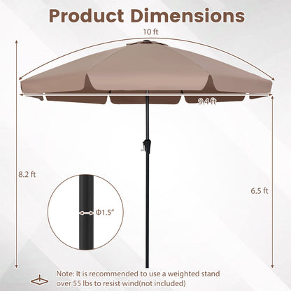 10 FT Scalloped Patio Umbrella with Push Button Tilt