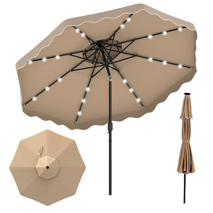 10 FT Solar LED Patio Umbrella for Deck and Pool