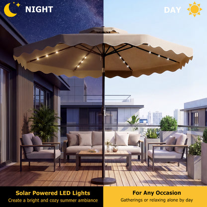 10 FT Solar LED Patio Umbrella for Deck and Pool