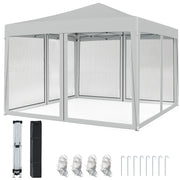 10 FT x 10 FT Pop-Up Canopy Tent Easy Setup Instant Folding Shelter with Mesh Netting-Coffee - Beige