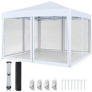 10 FT x 10 FT Pop-Up Canopy Tent Easy Setup Instant Folding Shelter with Mesh Netting-Coffee - White