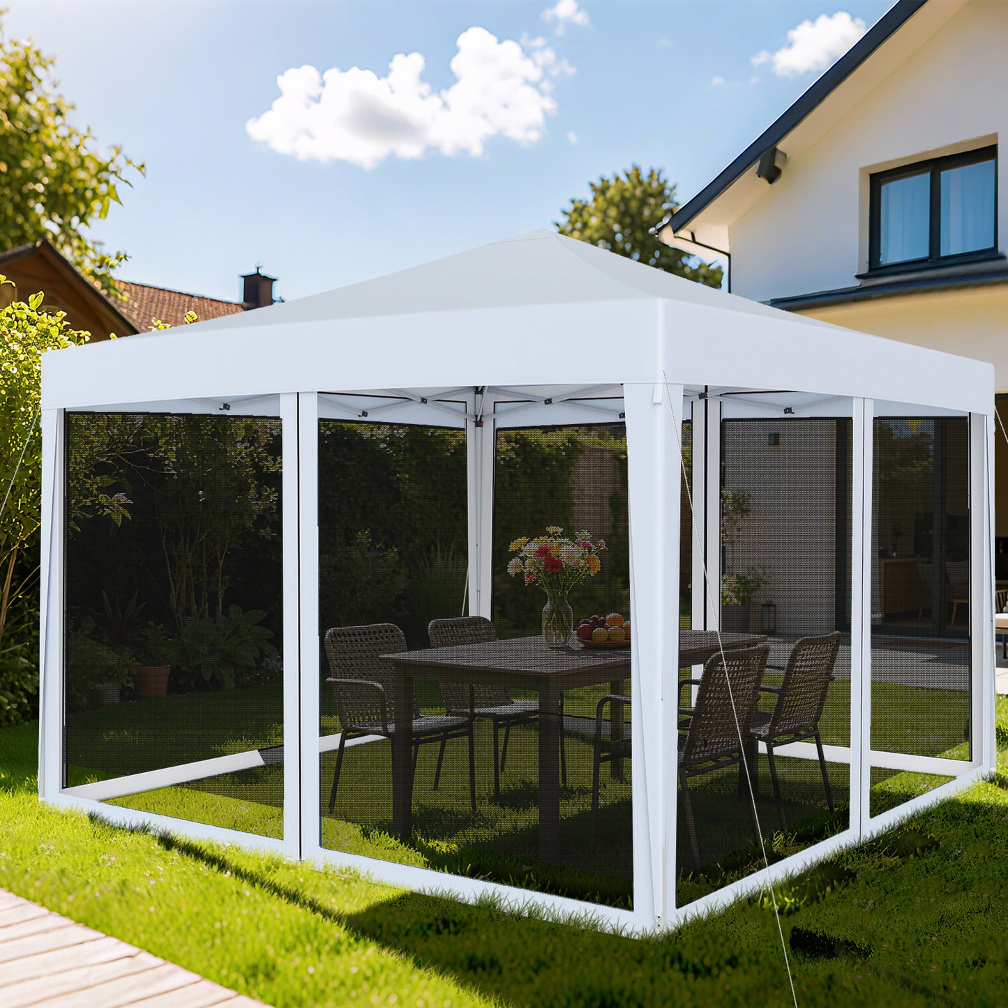 Square Outdoor Dining Table All-Weather Plastic Patio Bistro Table for 4