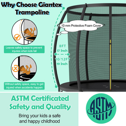 10 Feet ASTM Approved Recreational Trampoline with Ladder