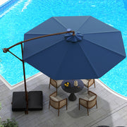 10 Feet Cantilever Umbrella with 32 LED Lights and Solar Panel Batteries-Navy