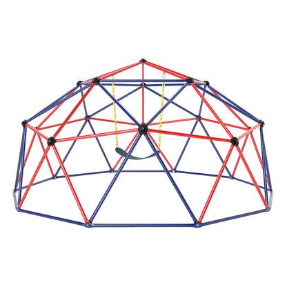 10 Feet Dome Climber with Swing and 800 Lbs Load Capacity-Multicolor - Red