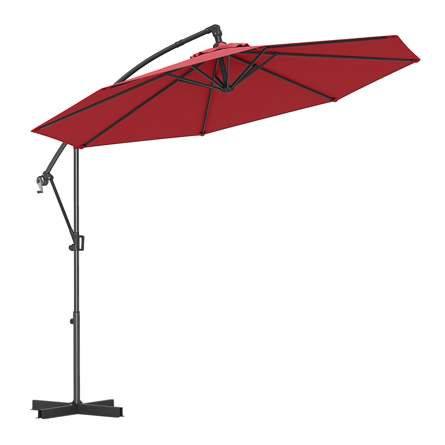 10 Feet Offset Hanging Umbrella with Base and Infinite Tilt-Turquoise - Wine