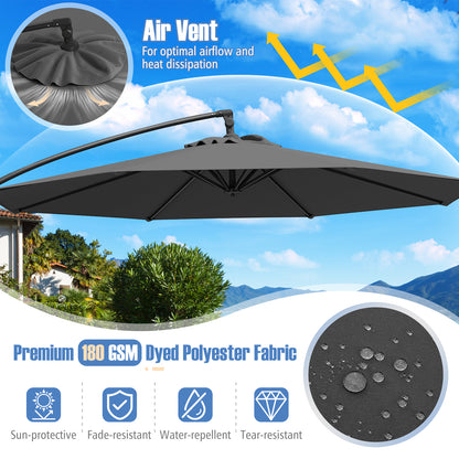 10 Feet Offset Hanging Umbrella with Base Patio Cantilever Umbrella with Tilt