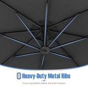 10 Feet Offset Hanging Umbrella with Base Patio Cantilever Umbrella with Tilt-Gray