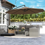 10 Feet Offset Hanging Umbrella with Base Patio Cantilever Umbrella with Tilt-Taupe