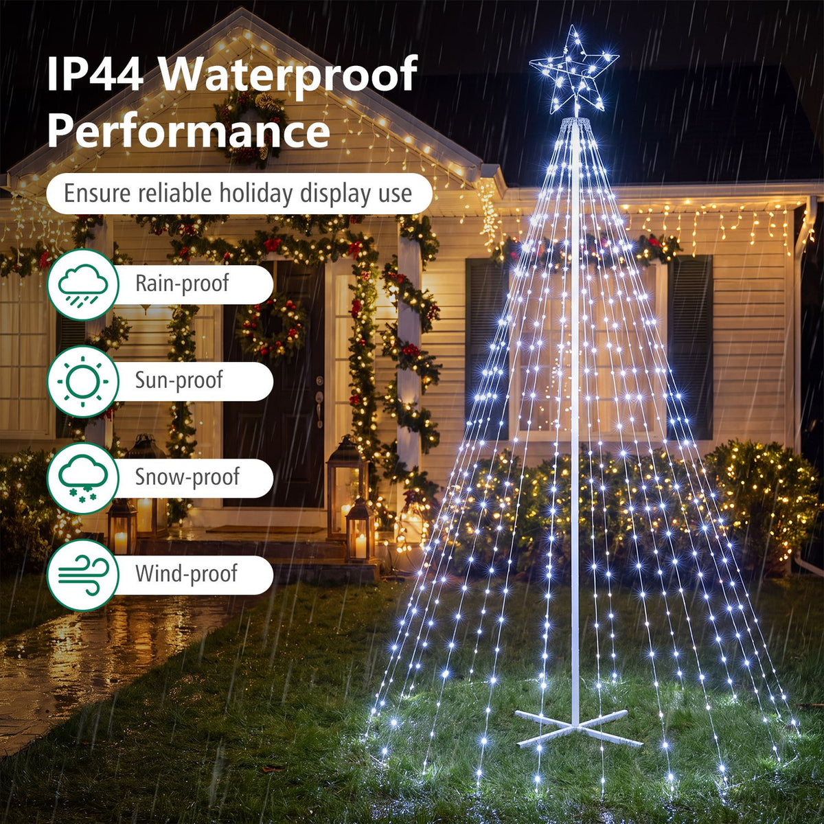 10 Feet Outdoor Christmas Tree Star String Lights