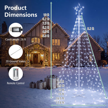 10 Feet Outdoor Christmas Tree Star String Lights
