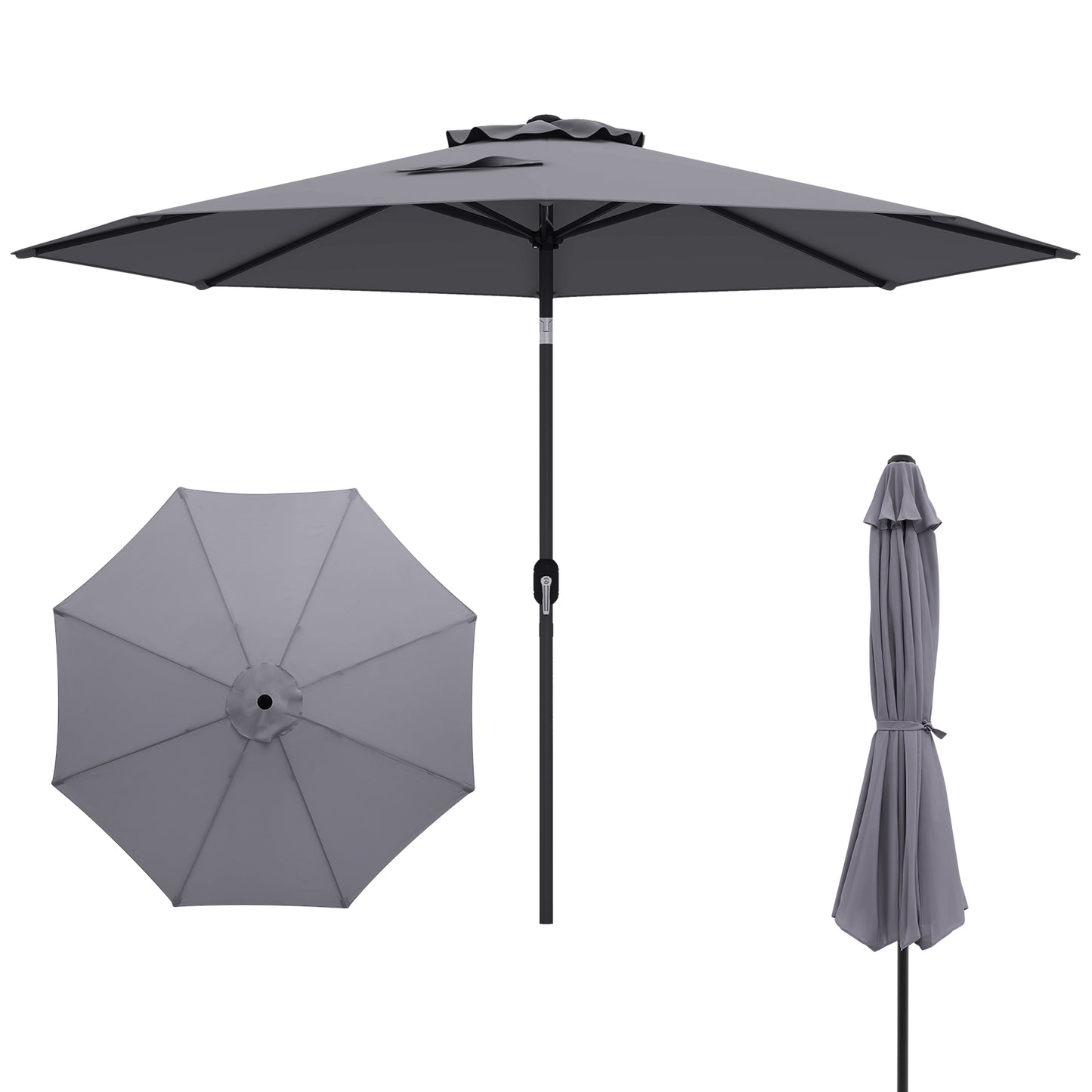 10 Feet Outdoor Patio Umbrella with Tilt Adjustment and Crank-Orange - Gray