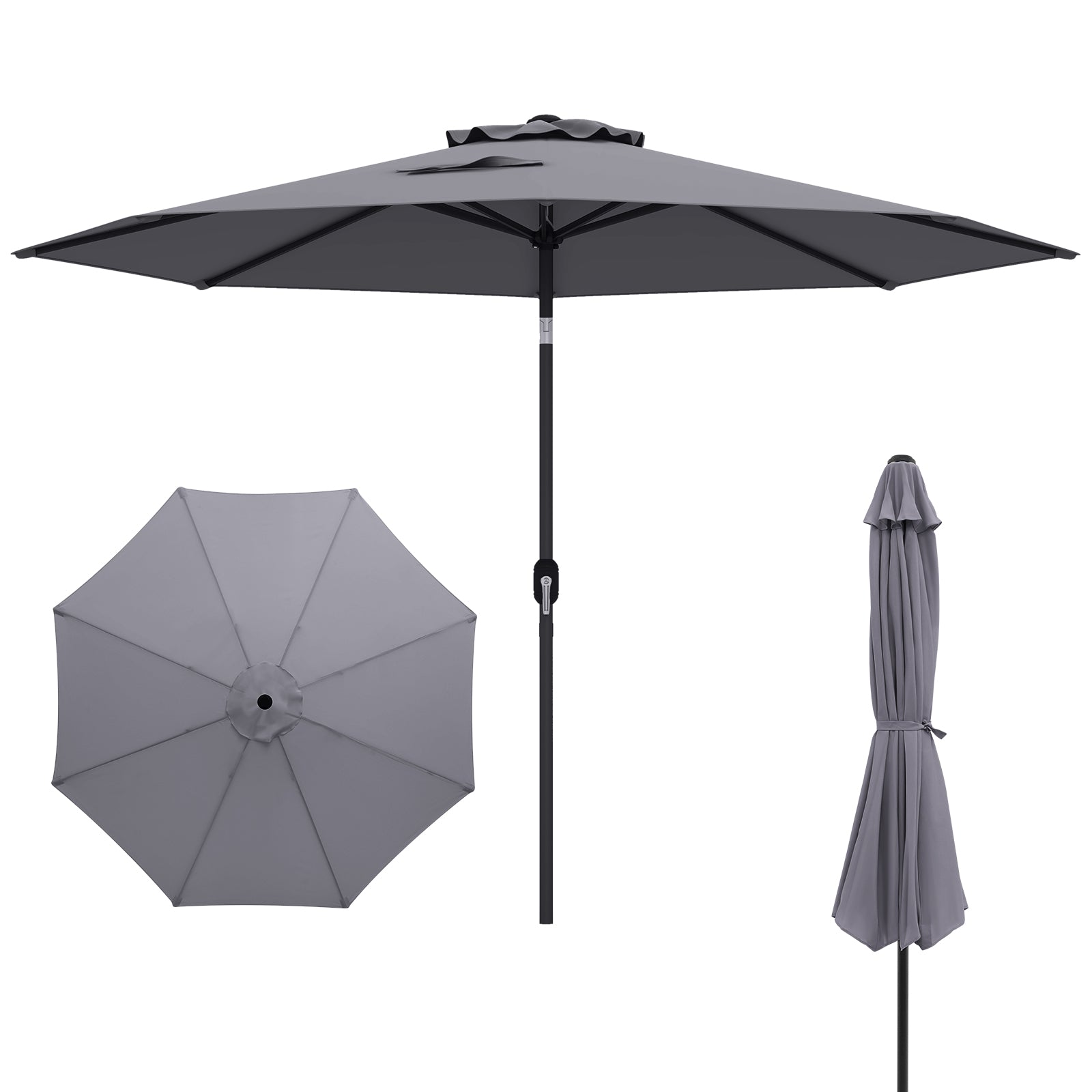 10 Feet Outdoor Patio Umbrella with Tilt Adjustment and Crank-Orange - Gray
