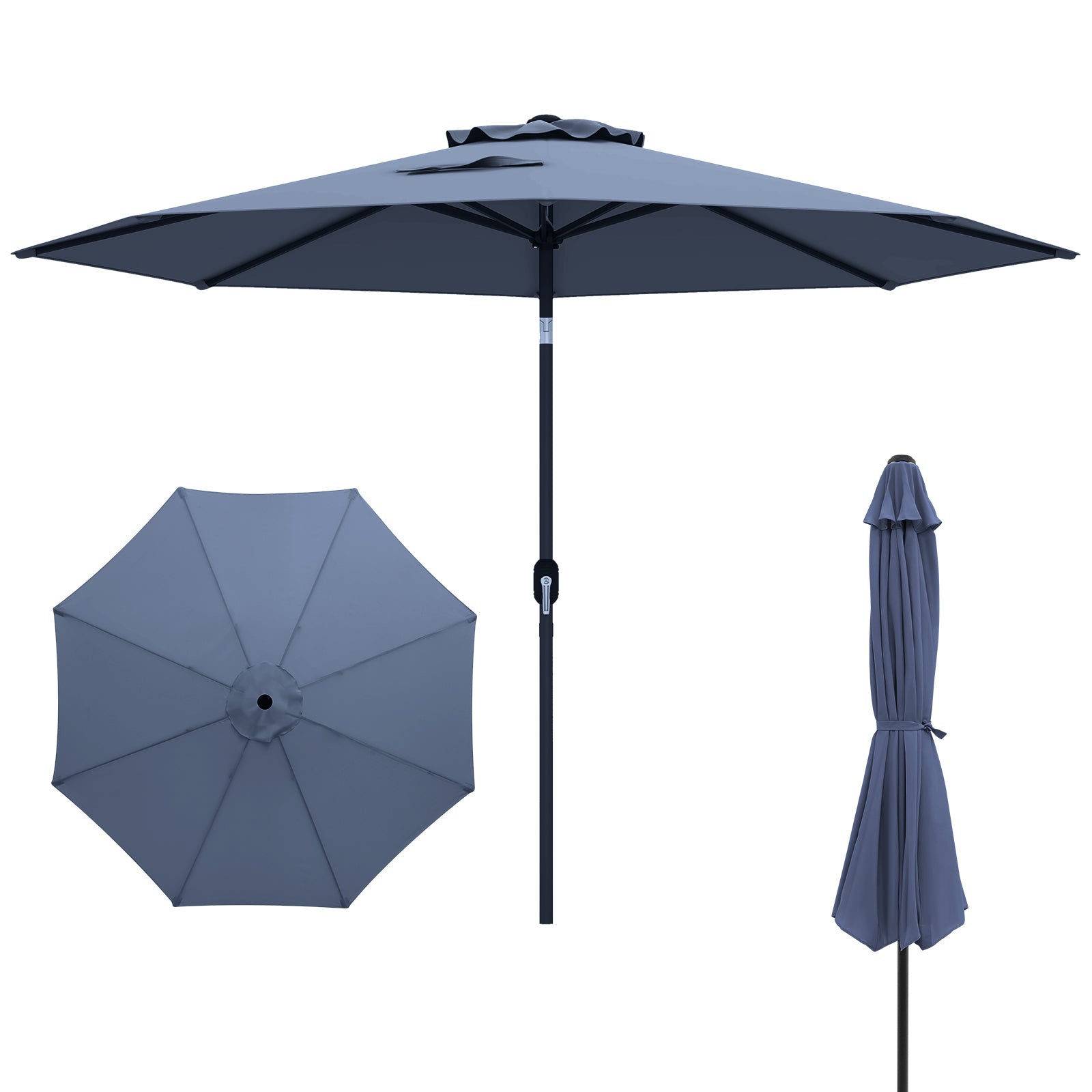 10 Feet Outdoor Patio Umbrella with Tilt Adjustment and Crank-Orange - Navy