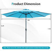 10 Feet Outdoor Patio Umbrella with Tilt Adjustment and Crank-Blue
