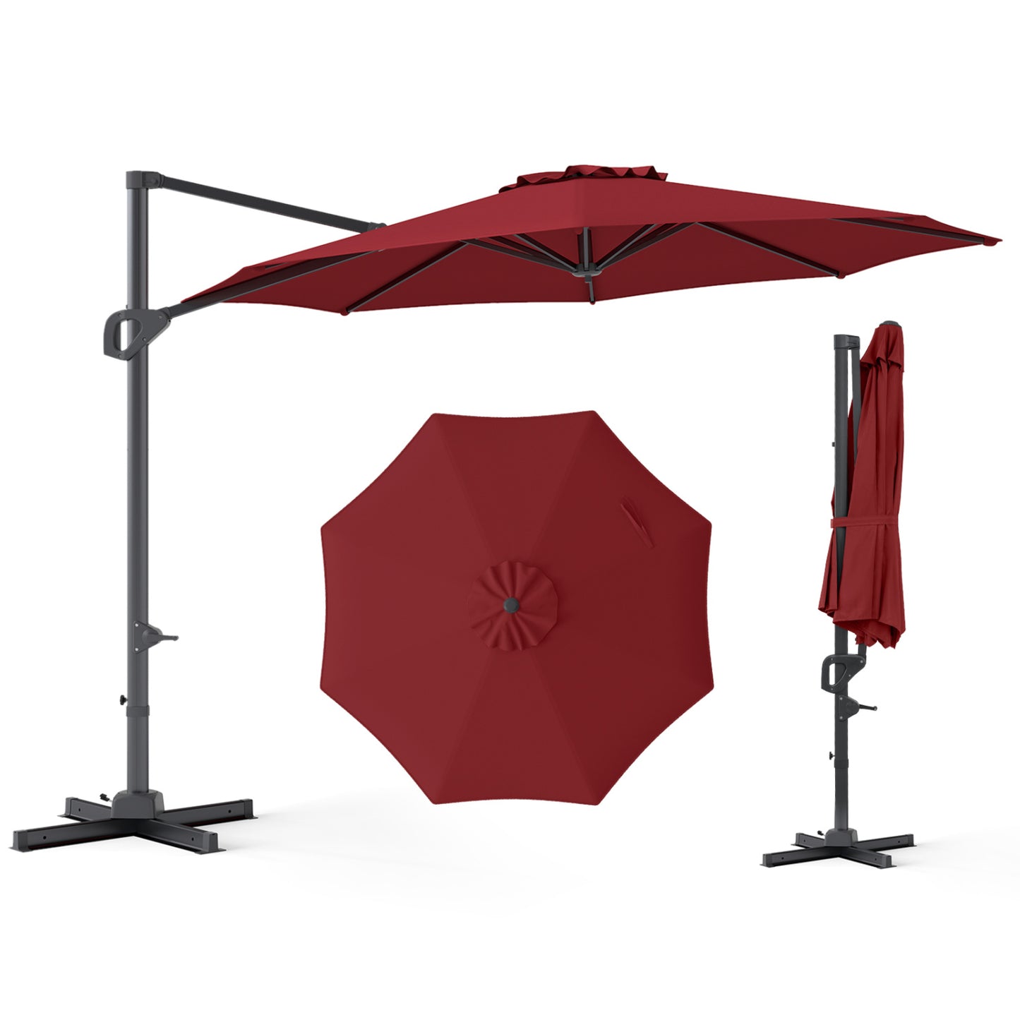 10 Feet Patio Cantilever Umbrella with Easy Tilt Adjustment