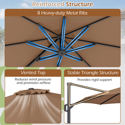 10 Feet Patio Cantilever Umbrella with Easy Tilt Adjustment