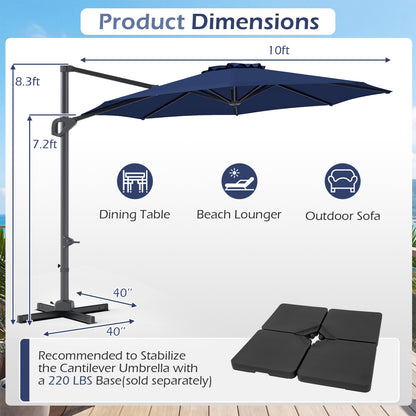 10 Feet Patio Cantilever Umbrella with Easy Tilt Adjustment