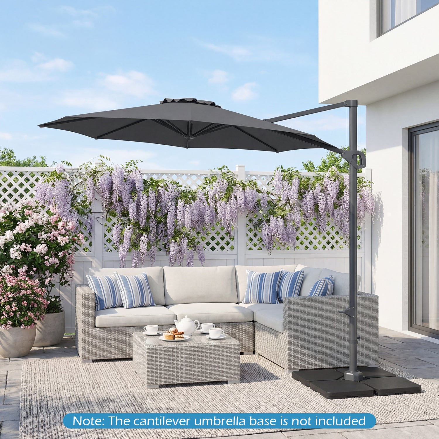 10 Feet Patio Cantilever Umbrella with Easy Tilt Adjustment