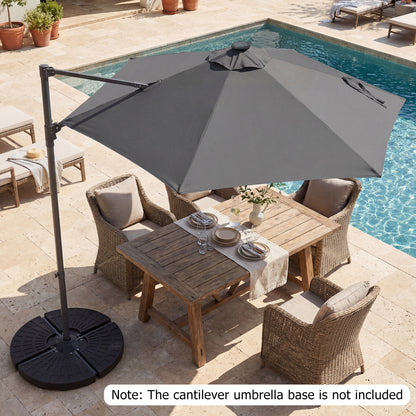 10 Feet Patio Cantilever Umbrella with Solar LED Lights