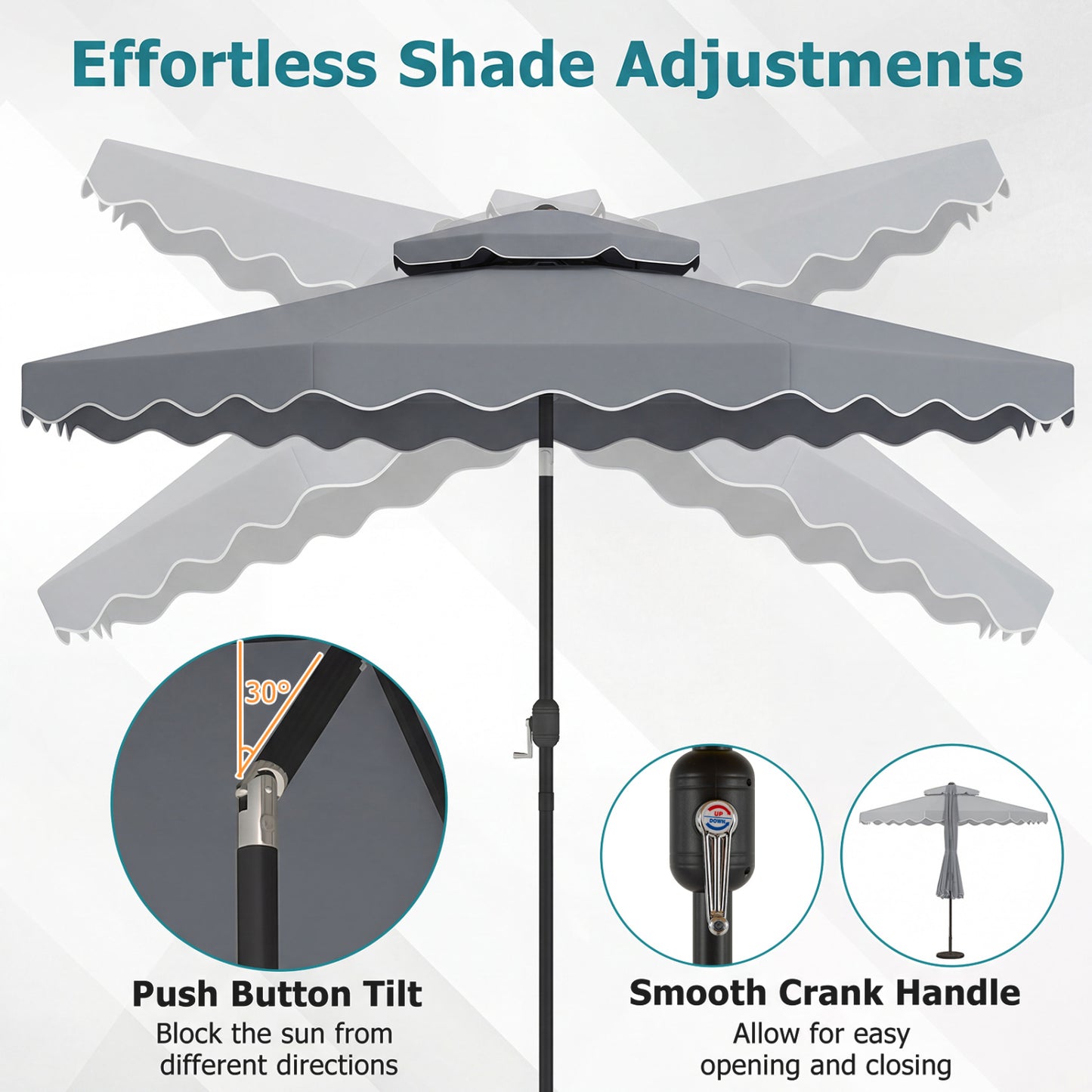 10 Ft Patio Umbrella with Push Button Tilt and Crank