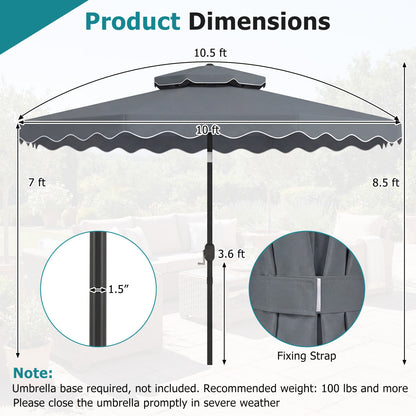 10 Ft Patio Umbrella with Push Button Tilt and Crank