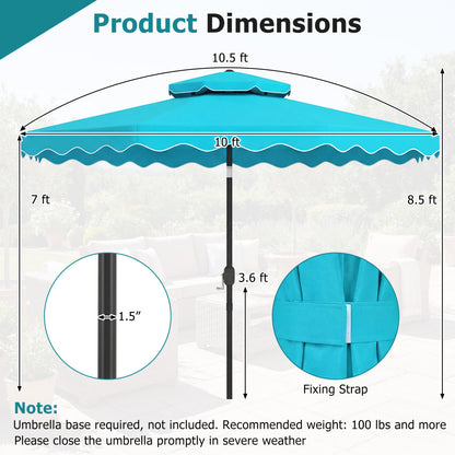 10 Ft Patio Umbrella with Push Button Tilt and Crank