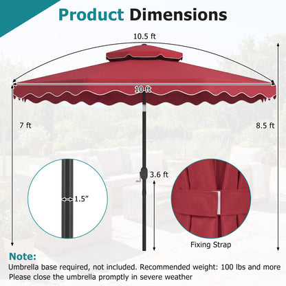 10 Ft Patio Umbrella with Push Button Tilt and Crank