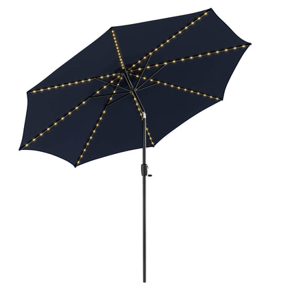 10 Feet Patio Umbrella with 112 Solar Lights and Crank Handle-Wine - Navy