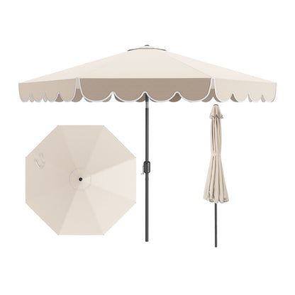 10 Feet Patio Umbrella Outdoor Market Umbrella with Crank Tilt Adjustment-Gray - Beige