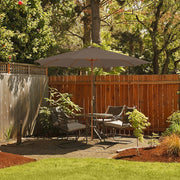 10 Feet Patio Umbrella with 8 Wooden Ribs and 3 Adjustable Heights-Brown
