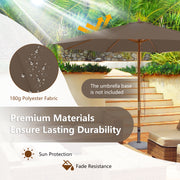 10 Feet Patio Umbrella with 8 Wooden Ribs and 3 Adjustable Heights-Brown
