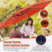 10 Feet Solar Offset Hanging Umbrella with 40 Lamp Beads and Solar Panel-Orange