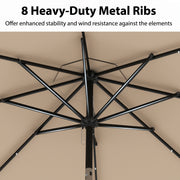 10 Feet Solar Patio Umbrella with 24 LED Lights-Coffee