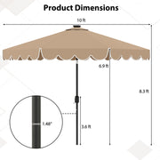 10 Feet Solar Patio Umbrella with 24 LED Lights-Coffee